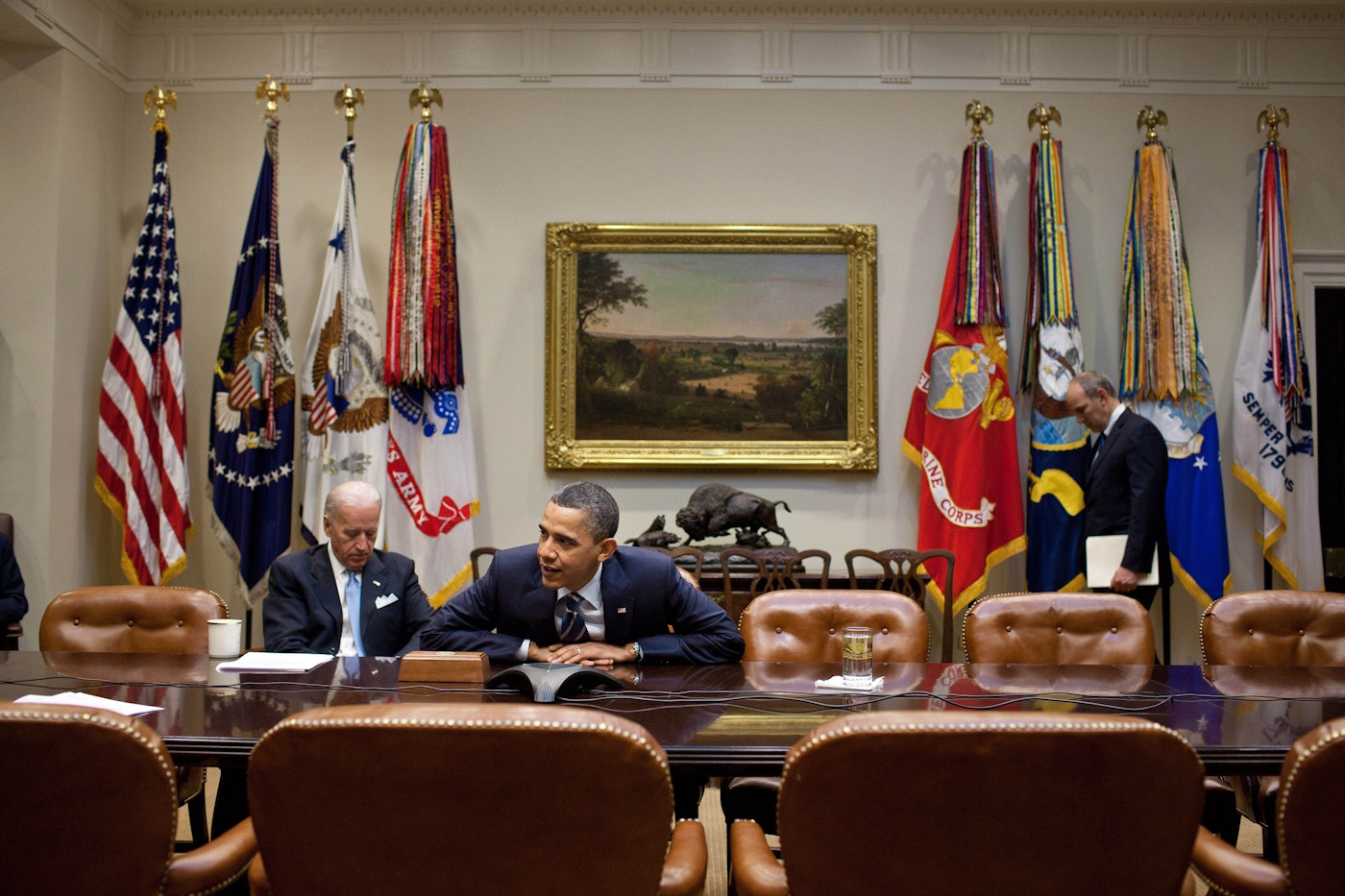 Conference Call in the Roosevelt Room